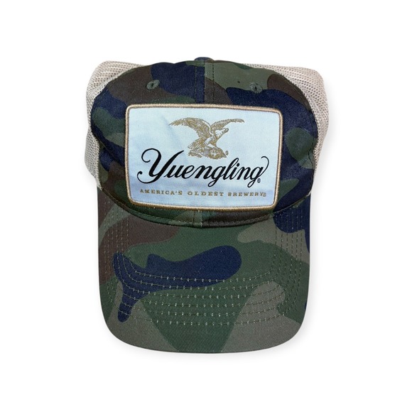 Yuengling Other - Yuengling Brewery Camo Trucker Hat Mesh Snapback Cap American Flag Patch